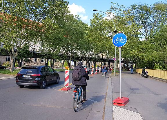 Pop-up-Radfahrstreifen in Berlin-Kreuzberg im Frühjahr 2020.